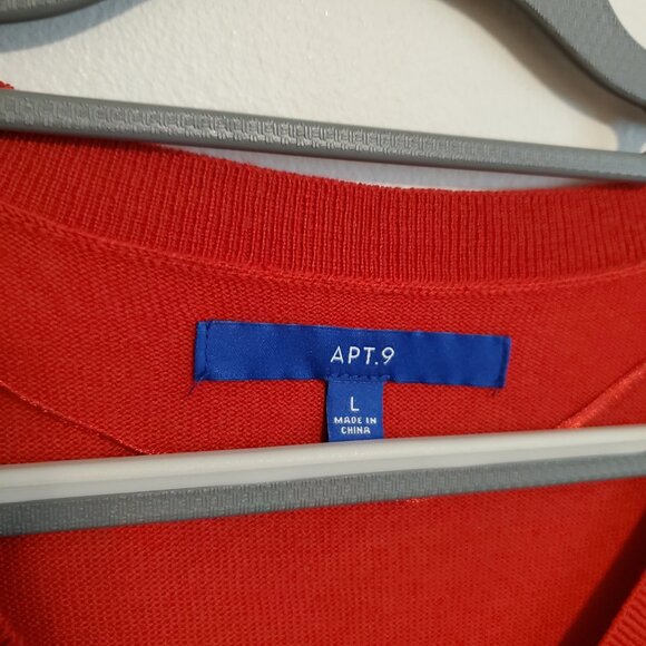 APT 9 Long Tunic Red Sweater with Metallic Threading Large - Picture 7 of 16